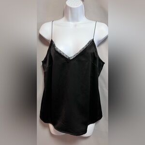 Bcbgeneration Womens Black Cotton Sleeveless Satin Tank Top‎ Size Medium NWT